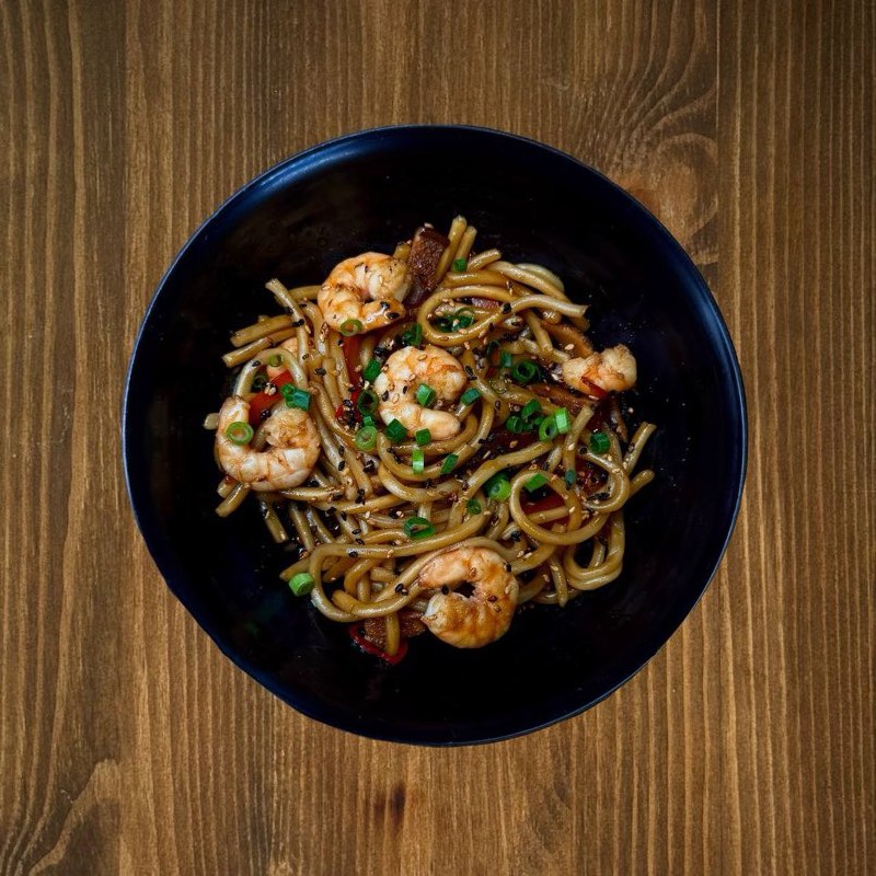 Фото Лапша терияки с креветками